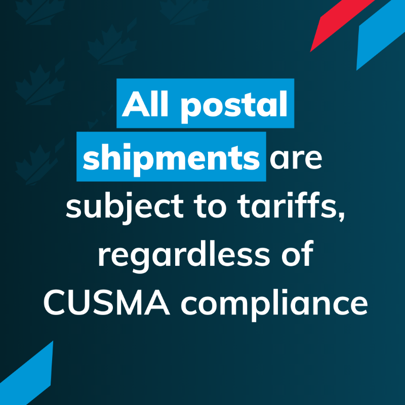 TCS_SDC's tweet photo. 📦 Commercial shipments to the #UnitedStates under $800 are no longer duty-free. Tariffs may apply—including on CUSMA-compliant goods sent by mail. 

Learn what this means for you: https://t.co/dERKuYyADF
