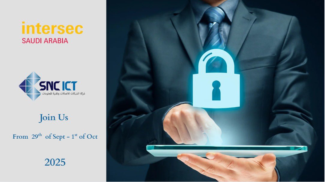 We are delighted to participate in #Intersec from September 29 to October 1 at the Riyadh International Convention &amp; Exhibition Center.
Join us as we showcase our latest innovations in #cybersecurity and digital infrastructure.

Visit our booth and explore our advanced solutions.