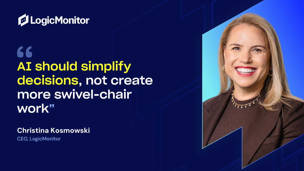 LogicMonitor's tweet image. 👀 &quot;I need more alerts!&quot; said no #ITOps person ever. You need the right ones, at the right time.

In @FastCompany, our CEO Christina Kosmowski shares how #AI cuts noise &amp;amp; work → 
ow.ly/SXrE50X3opF