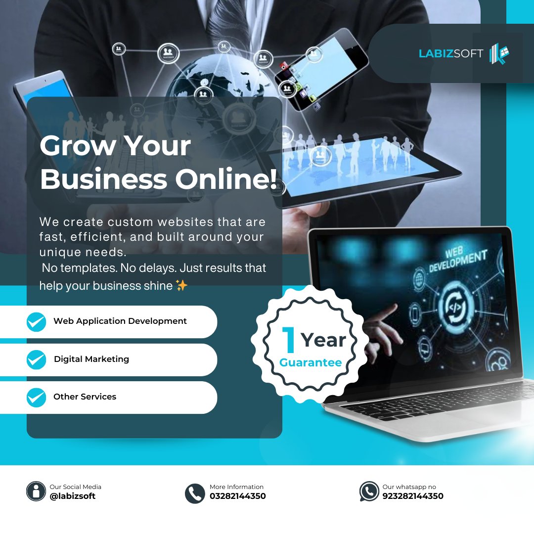 LabizSoft's tweet photo. ✨ Ready to grow online?
We build websites and apps designed to make your business shine. From digital marketing to web development – we’ve got you covered.

📲 DM us today to get started!
#WebDevelopment #labizsoft #website #Developers #marketers #digitalMarketing #growBusiness https://t.co/mqKUu3sJ2z