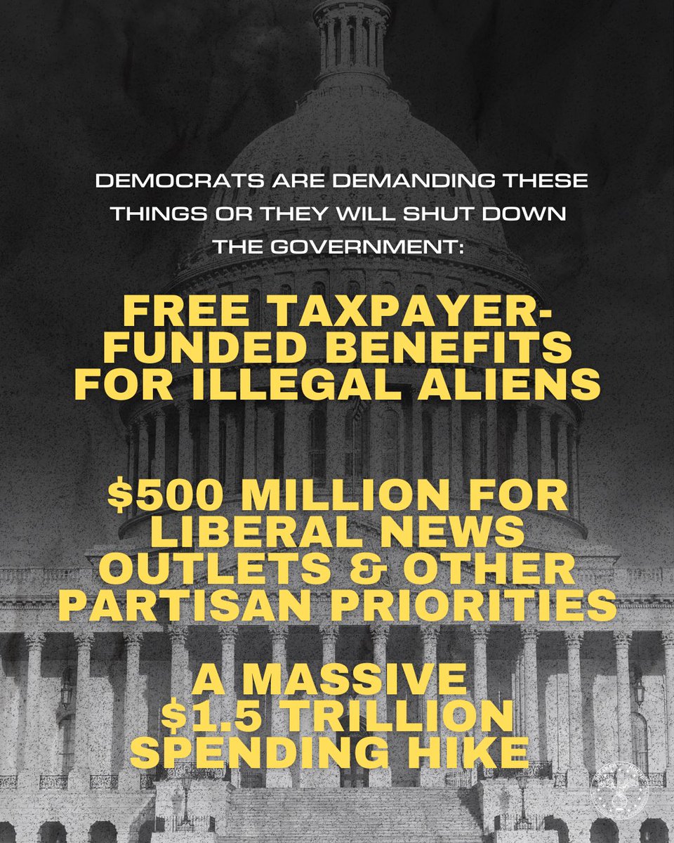 SpeakerJohnson's tweet image. Republicans voted to keep the government open almost TWO WEEKS AGO. We sent our totally clean, non-partisan, short term funding bill to the Senate.

Now, Democrats want to shut down the AMERICAN government over a list of new partisan spending demands totaling $1.5 trillion!…