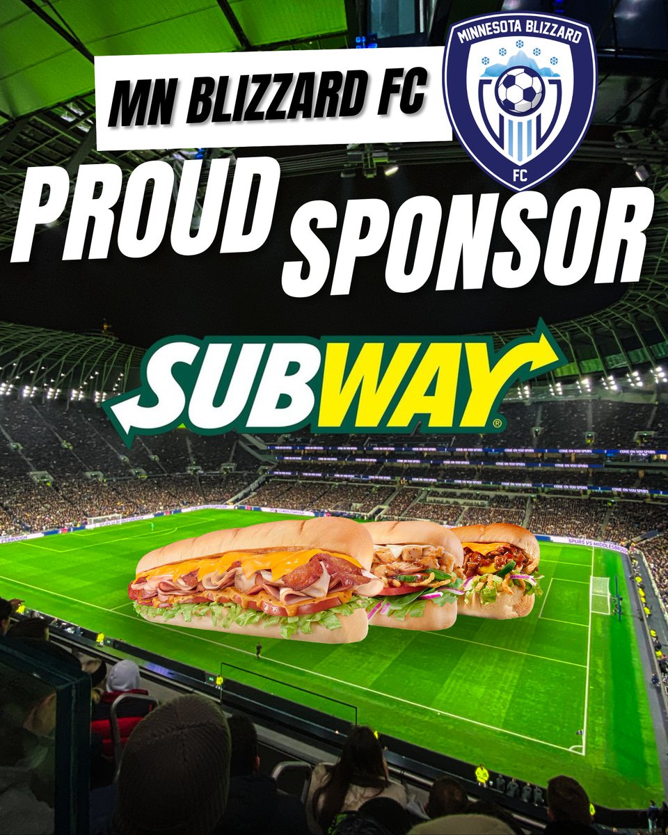Big thanks to Subway at the McStop in Lakeville for keeping the Blizzard fueled! 🥪⚡️ Fresh, healthy, and always delivering.

Be sure to swing by and taste the difference!
#MNBlizzardFC #Subway #SubwayMcStop #Subs #Sponsor #Soccer #NPSL #MASL2