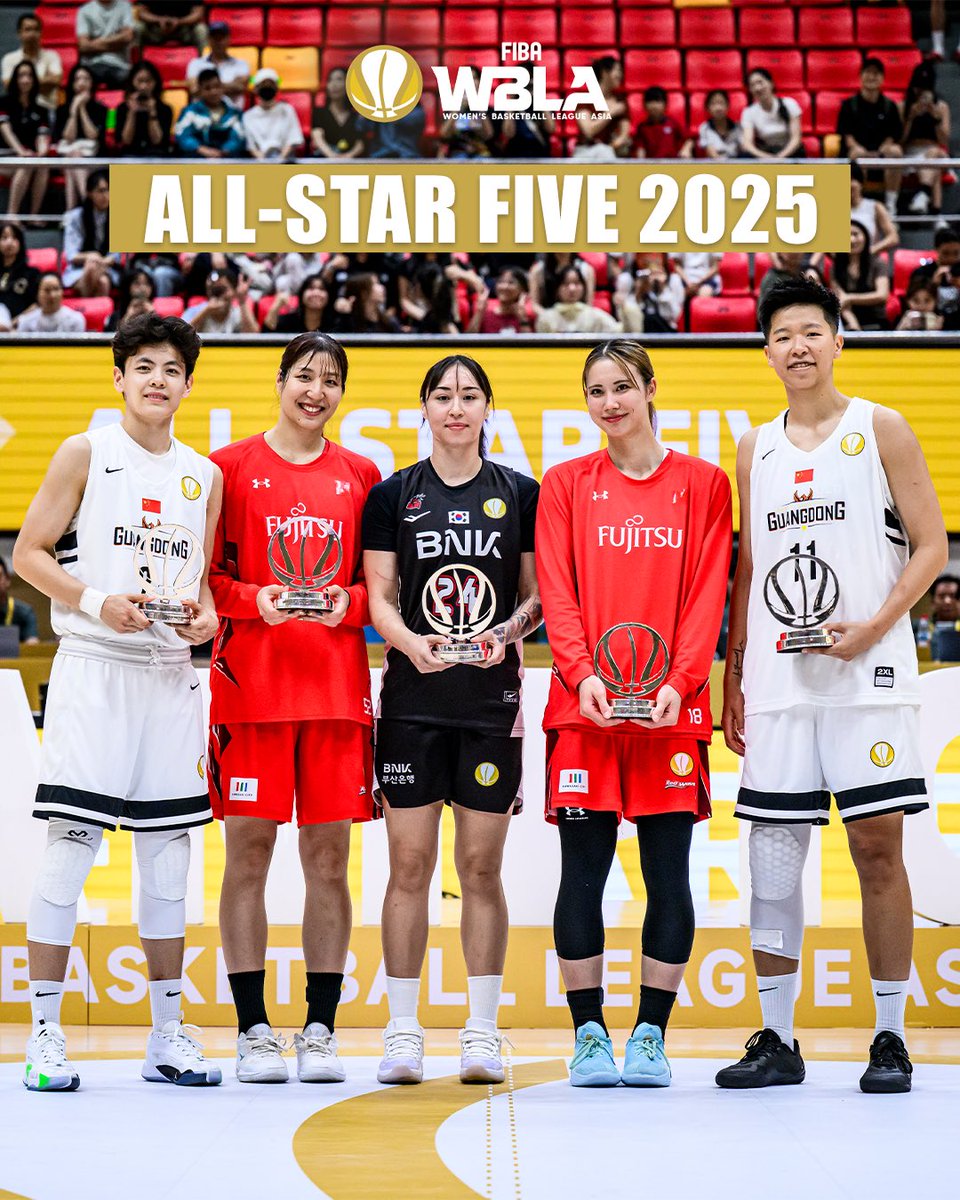 Your #WBLAsia 2025 All-Star Five ⭐

🇨🇳Yang Shuyu (GDG) 🏆 MVP
🇯🇵Yuki Miyazawa (FUJ)
🇰🇷Sonia Kim (BNK)
🇯🇵Aki Fujimoto (FUJ)
🇨🇳Huang Sijing (GDG)