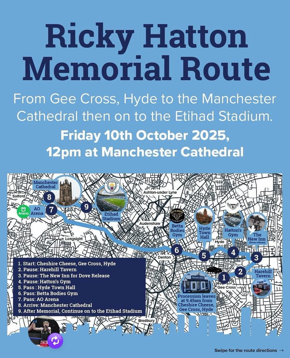 RecoverwithMark's tweet photo. Not seen this posted anywhere so for those who would like to pay their respects to Ricky Hatton on the 10th October then the details are here 🙏 https://t.co/Nu52xtgDpL