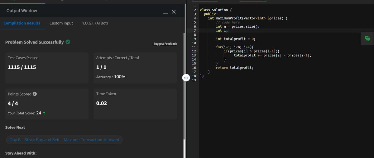 codewithGenZ's tweet image. Day 87🚀: #100daysofcode : #GeeksforGeeks
Today i solved problem on #GFG #Leetcode
-Stock buy and sell
#Cpp_language #100daysofchallenge #codinglife #LearnInPublic #learnprogramming #programmer #coder #CodingJourney #codewithGenZ #BuildYourself #Hackathon #Genius #ProblemSolving
