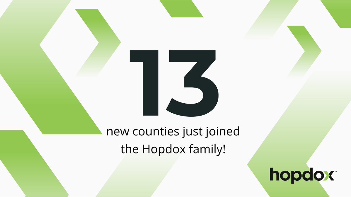 hopdox's tweet image. 🎉 Big News: 13 New Counties Are LIVE on Hopdox! 🎉

Every county we add means more title companies, banks, and county offices working together with a system that makes eRecording simply better.

💚 Welcome to the Hopdox family!

#Hopdox #eRecording #SimplyBetter #CountyGrowth