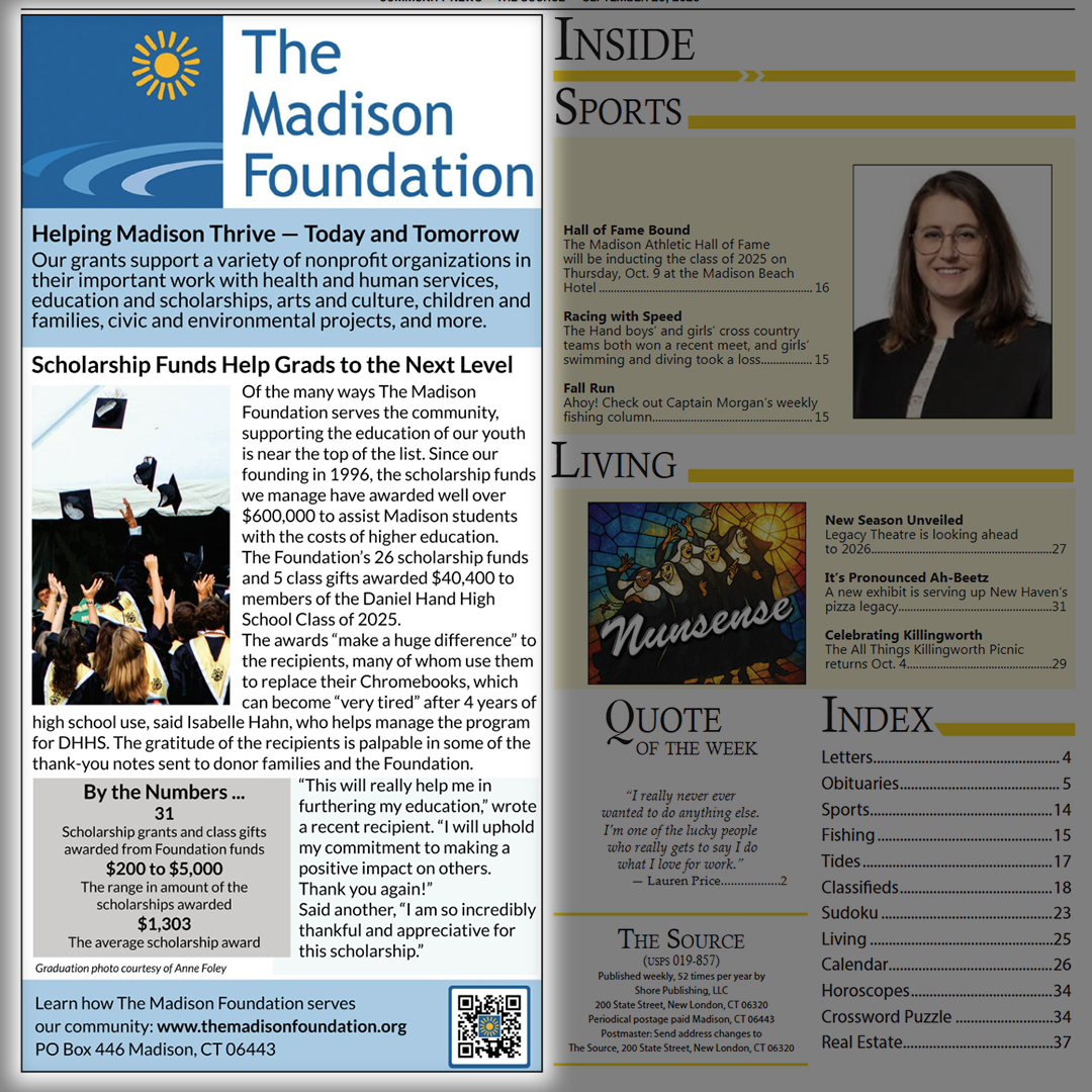 This month's focus: Education
Many of you may have heard of The Madison Foundation but not understand what we do to "help Madison thrive, today and tomorrow." We're hoping to change that through a series of ads in The Source. Scan the QR code to learn more about our work.