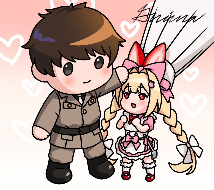 I drew the Commander giving Crust headpats for a friend!

#NIKKE 
#ニケ　
#指揮官　
#クラスト