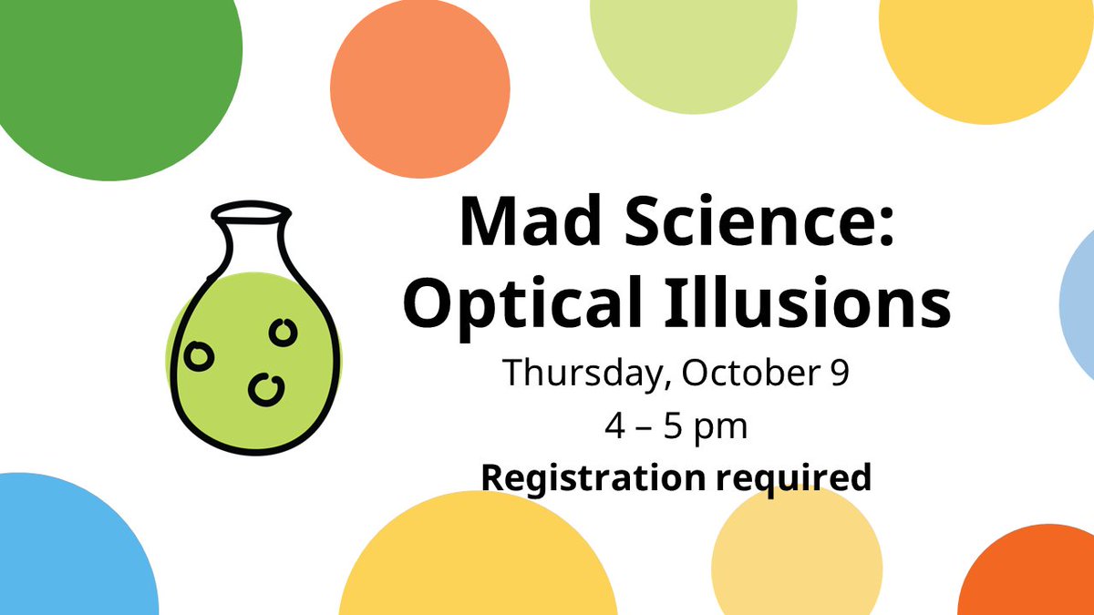TPLBLGladstone's tweet image. 🌀 Celebrate #ScienceLiteracyWeek at a special After School Club!

Kids (6–12) &amp;amp; caregivers will explore optical illusions, twisting coils, inverted vision &amp;amp; more!

📍Register in person or call 416-393-7674.

#TPLKids #STEMforkids #TorontoEvents