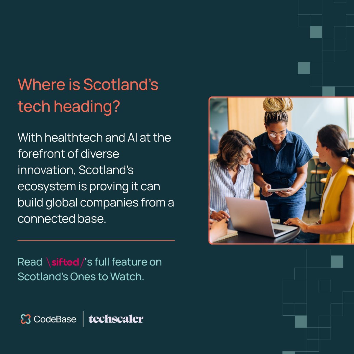 CodeBaseTech's tweet image. Scotland’s startup ecosystem is thriving, and Techscaler’s Ones to Watch highlights the breadth of talent shaping its future. The list spotlights ambitious early-stage companies building high-quality solutions to global challenges.
Read Sifted's feature: sifted.eu/articles/scott…