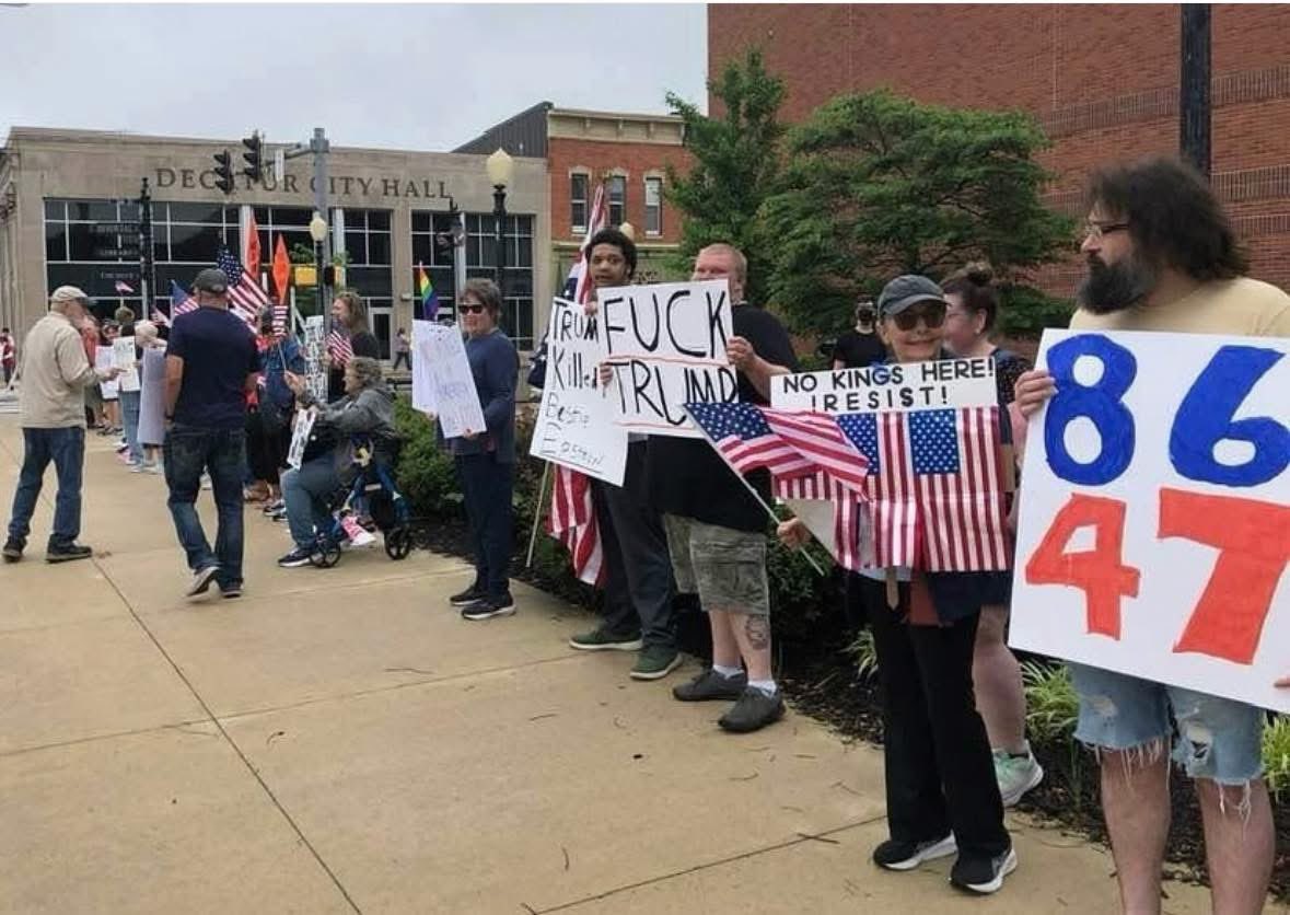 GaryHurst1964's tweet photo. This happened on no King Day 2025. I turned this into the police. They told me there’s nothing they could do about it. They said it was his first amendment right this happened in Decatur Indiana this summer. Right in front of City Hall. https://t.co/gFFd2c7psp