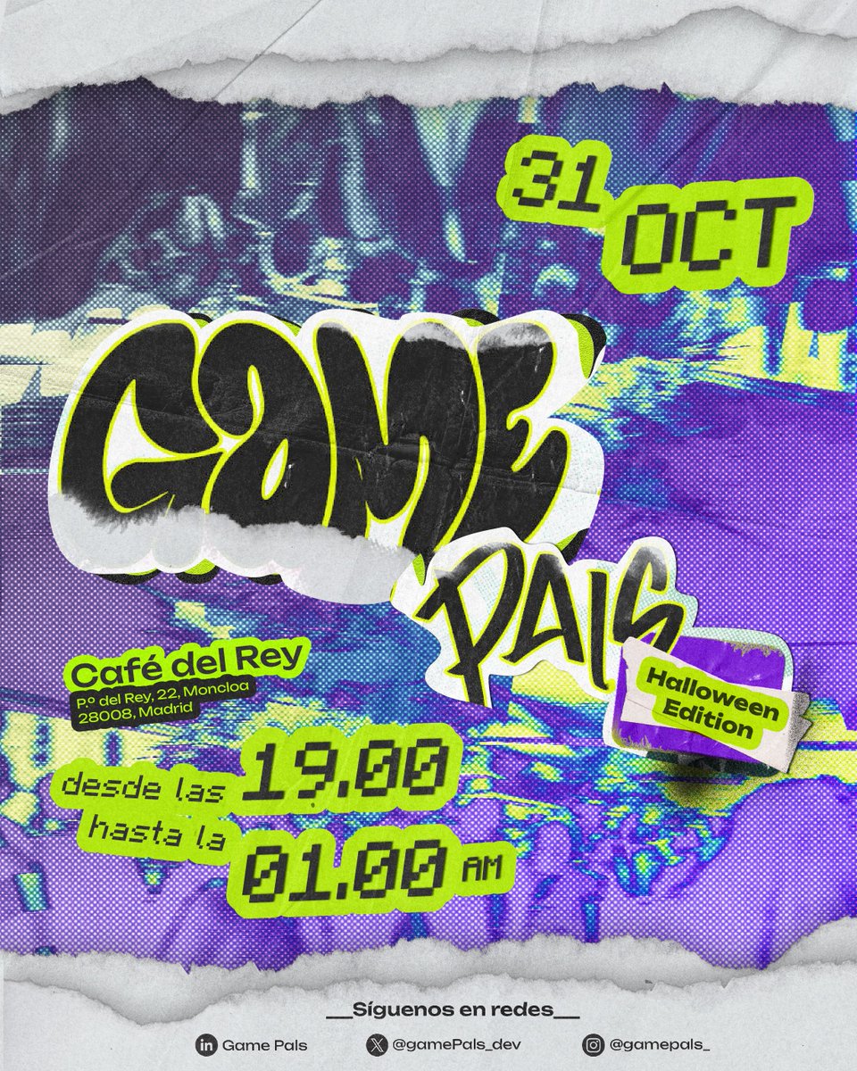 🥵🥵Alerta bombazo!🌶️
✨Este 31 de octubre ya tenéis plan asegurado con nosotrxs
Liad a ese colega que no tiene plan o al colega de turno que ya lo tiene!! Nos vemos el 31 de octubre en el próximo Game Pals🎃

#halloween #videogamesaddict #videojuegos #developer #gamedev #madrid