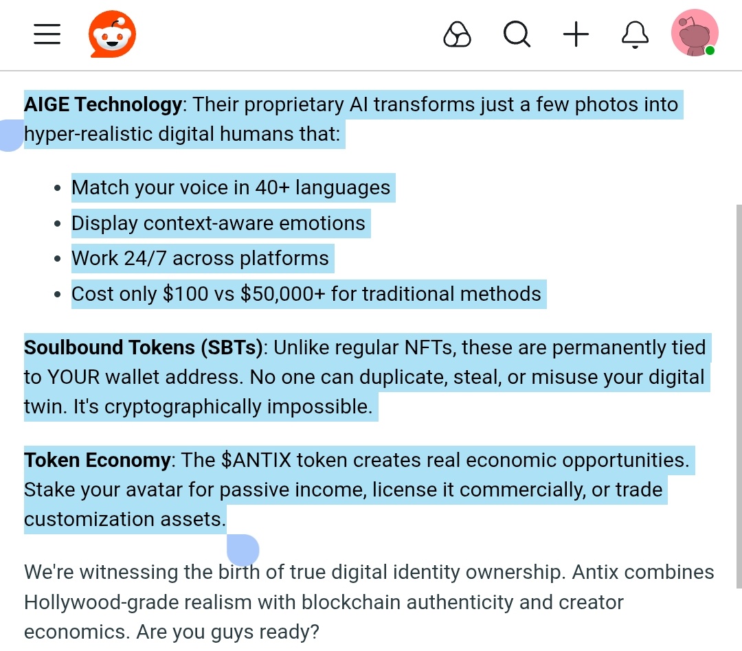 Can Antix identity be traded?

Yes ,,,,

@Antix_in Your digital twin is on the blockchain as a unique NFT, so it is completely yours to own. 🔒

You can customize the look and feel of your twin or rent/sell it, but you always own the real twin.

It gives you control and security