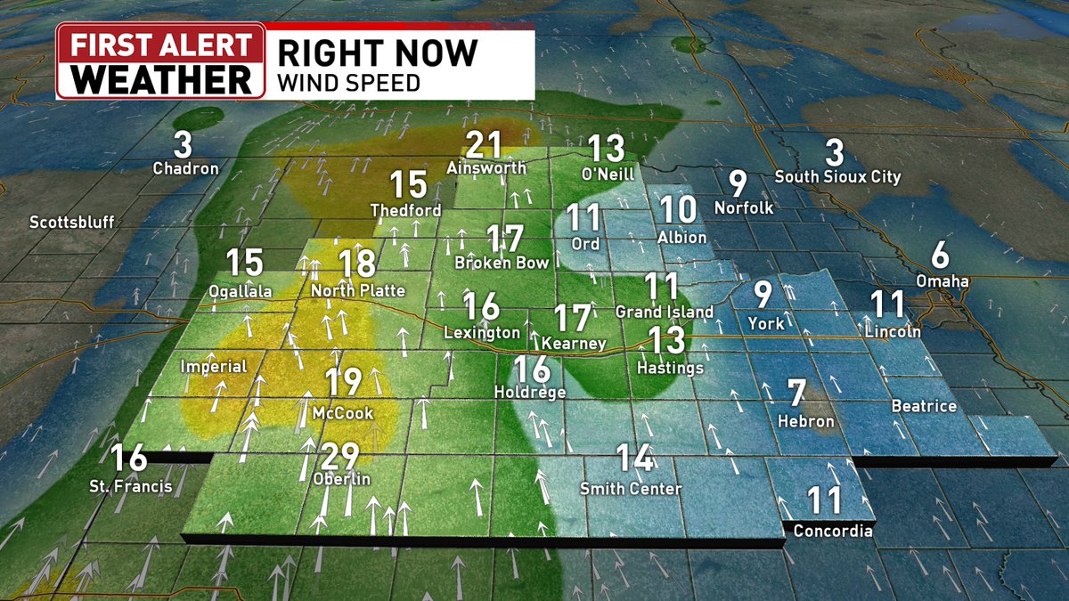 Most of us are in the 80s for our Monday afternoon. The wind has picked up out west and is pushing 30 mph in some places!