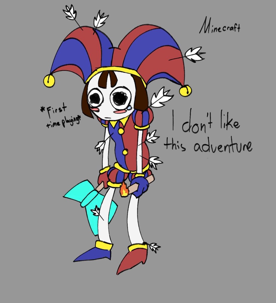 the_local_noOb's tweet photo. She got hit with so many arrows #TheAmazingDigitalCircus #tadcfanart #fanart https://t.co/g4N6Y7YTeN