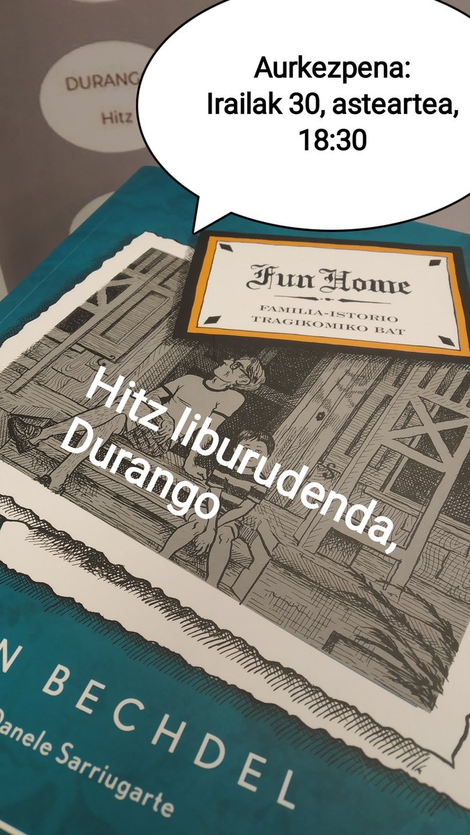 hitzliburudenda's tweet image. Bihar, irailak 30 asteartea, 18:30-tan Danele Sarriugarte eta Bego Montorio "Fun Home" komikia aurkezten izango ditugu Durangoko Hitz liburu-dendan.
---
#aurkezpena #funhome #hitz #liburudenda #hitzliburudenda #komikia @EIZIEelkartea #durango #durangaldea #alisonbechdel