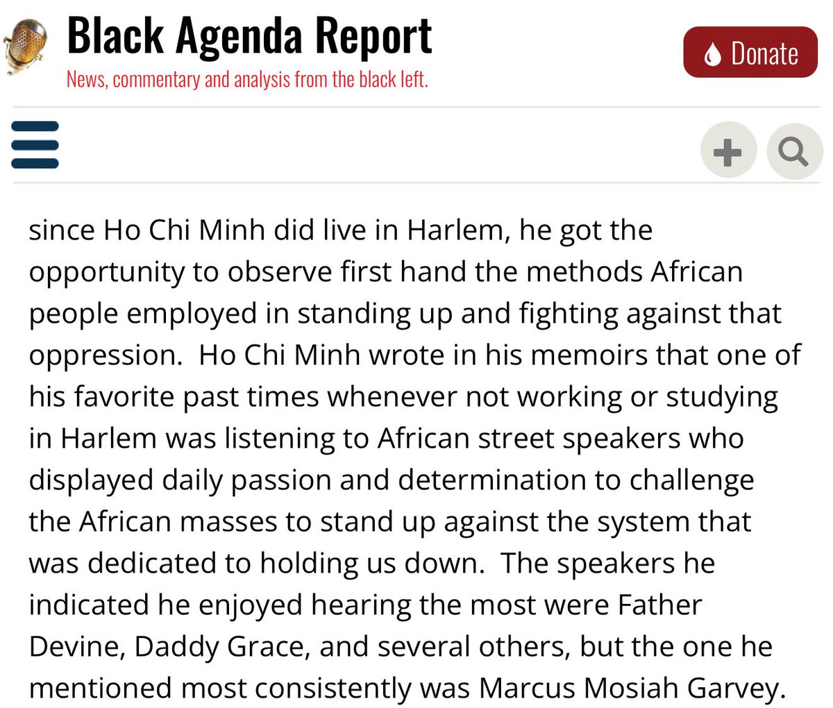 Ho Chi Minh heard a few Garvey Speeches &amp; went back to Vietnam &amp; immediately declared independence