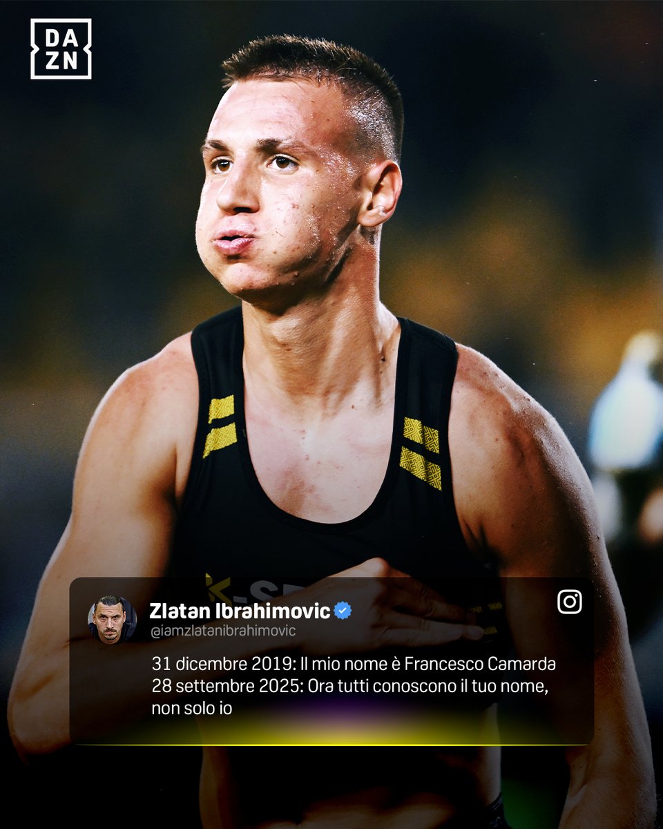 DAZN_IT's tweet photo. "𝓝𝓸𝔀 𝓽𝓱𝓮𝔂 𝓴𝓷𝓸𝔀 𝔂𝓸𝓾𝓻 𝓷𝓪𝓶𝓮" 🗣️
Ibrahimovic incorona Camarda e rivela un retroscena del 2019 👑

#Camarda #Ibrahimovic #DAZN https://t.co/zvV7huMY3u