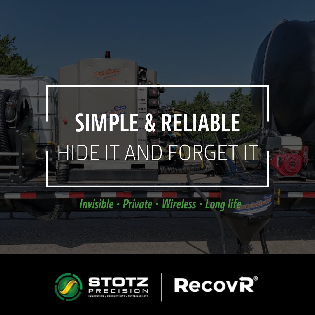 Protect your investment with RecovR!
Simple. Reliable. Invisible.
• Invisible • Private • Wireless • Long life
🔒 ONLY available through your local Stotz Equipment dealer.

👉 Ask your Stotz Precision Ag Rep today!
Visit our RevovR link here: stotzequipment.com/precision/