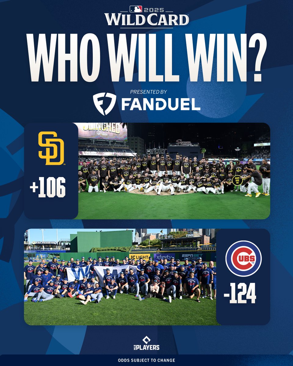 MLB Picks (@mlbpicks) on Twitter photo The Cubs are the slight favorite to take the series over the Padres, according to <a href="/FDSportsbook/">FanDuel Sportsbook</a>.
Can the Padres pull off the upset at Wrigley Field? The Cubs are the slight favorite to take the series over the Padres, according to <a href="/FDSportsbook/">FanDuel Sportsbook</a>.
Can the Padres pull off the upset at Wrigley Field?