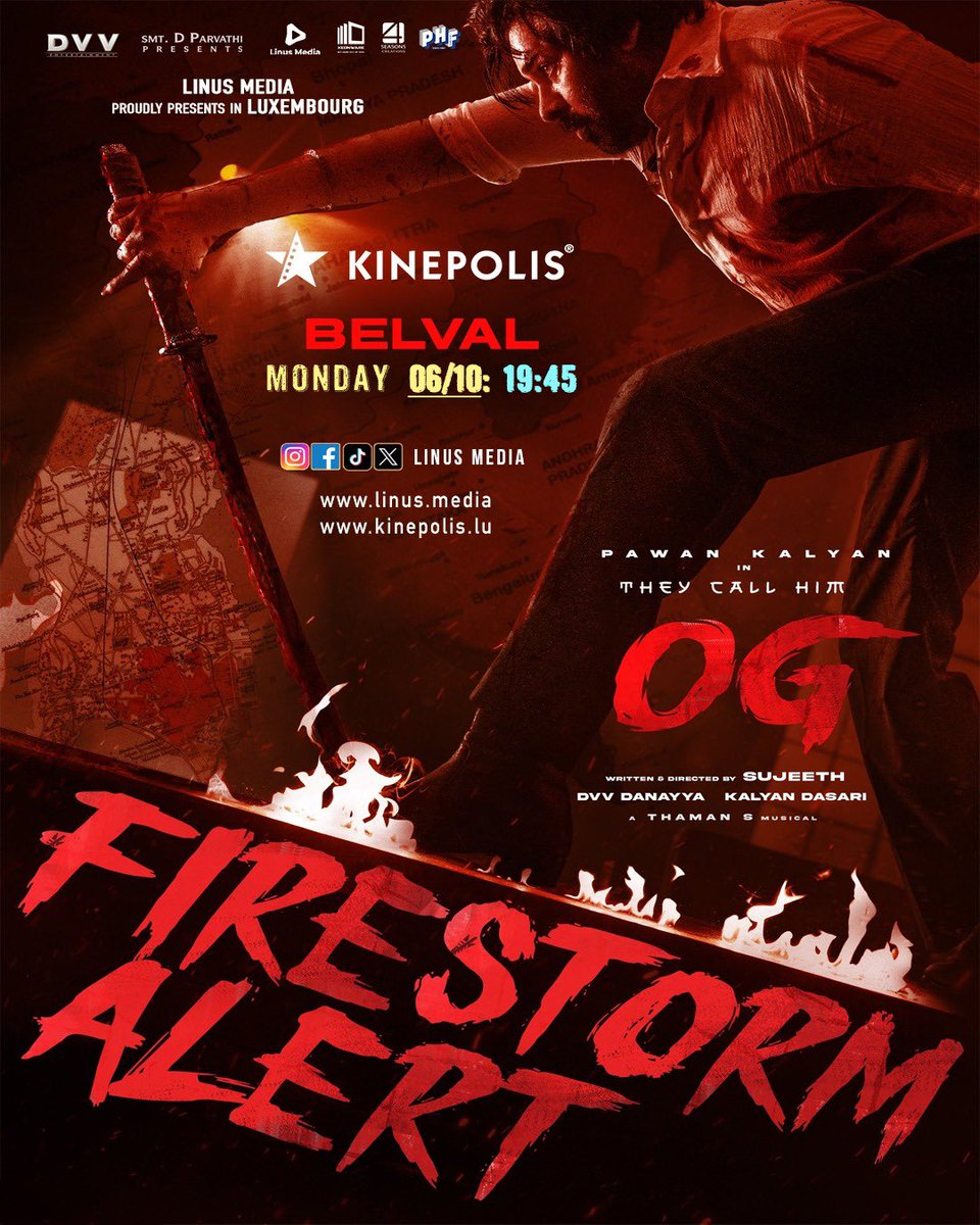 Linus Media (@linusmedianl) on Twitter photo When cyclone strikesβ¦
Bow down to the tideβ¦
When #OG comes you run and hide!!
#TheyCallHimOG BELGIUM & LUXEMBOURG Showtime π§πͺπ±πΊ
<a href="/DVVMovies/">DVV Entertainment</a> <a href="/PawanKalyan/">Pawan Kalyan</a> <a href="/priyankaamohan/">Priyanka Mohan</a> <a href="/emraanhashmi/">Emraan Hashmi</a> <a href="/iam_arjundas/">Arjun Das</a> <a href="/sriyareddy/">Sriya Reddy</a> <a href="/MusicThaman/">thaman S</a> <a href="/Sujeethsign/">Sujeeth</a> <a href="/IamKalyanDasari/">Kalyan Dasari</a> <a href="/4SeasonCreation/">4Seasons Creations AS</a> When cyclone strikesβ¦
Bow down to the tideβ¦
When #OG comes you run and hide!!
#TheyCallHimOG BELGIUM & LUXEMBOURG Showtime π§πͺπ±πΊ
<a href="/DVVMovies/">DVV Entertainment</a> <a href="/PawanKalyan/">Pawan Kalyan</a> <a href="/priyankaamohan/">Priyanka Mohan</a> <a href="/emraanhashmi/">Emraan Hashmi</a> <a href="/iam_arjundas/">Arjun Das</a> <a href="/sriyareddy/">Sriya Reddy</a> <a href="/MusicThaman/">thaman S</a> <a href="/Sujeethsign/">Sujeeth</a> <a href="/IamKalyanDasari/">Kalyan Dasari</a> <a href="/4SeasonCreation/">4Seasons Creations AS</a>