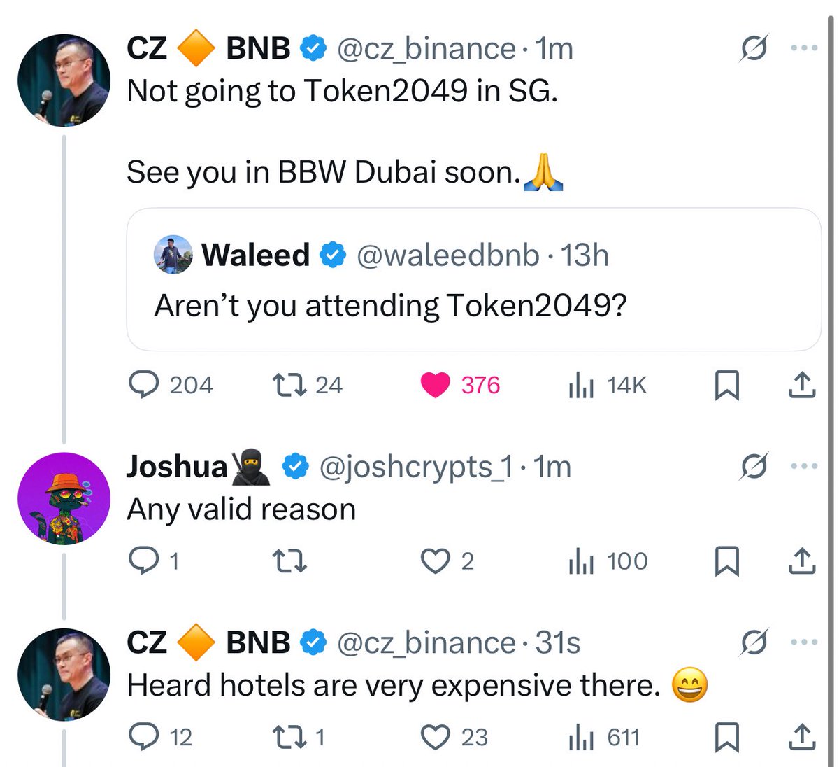 joshcrypts_1's tweet photo. CZ replied to my comment I have to frame this 😂😂

Would I earn yaps from this too? https://t.co/o09gQEcTGM