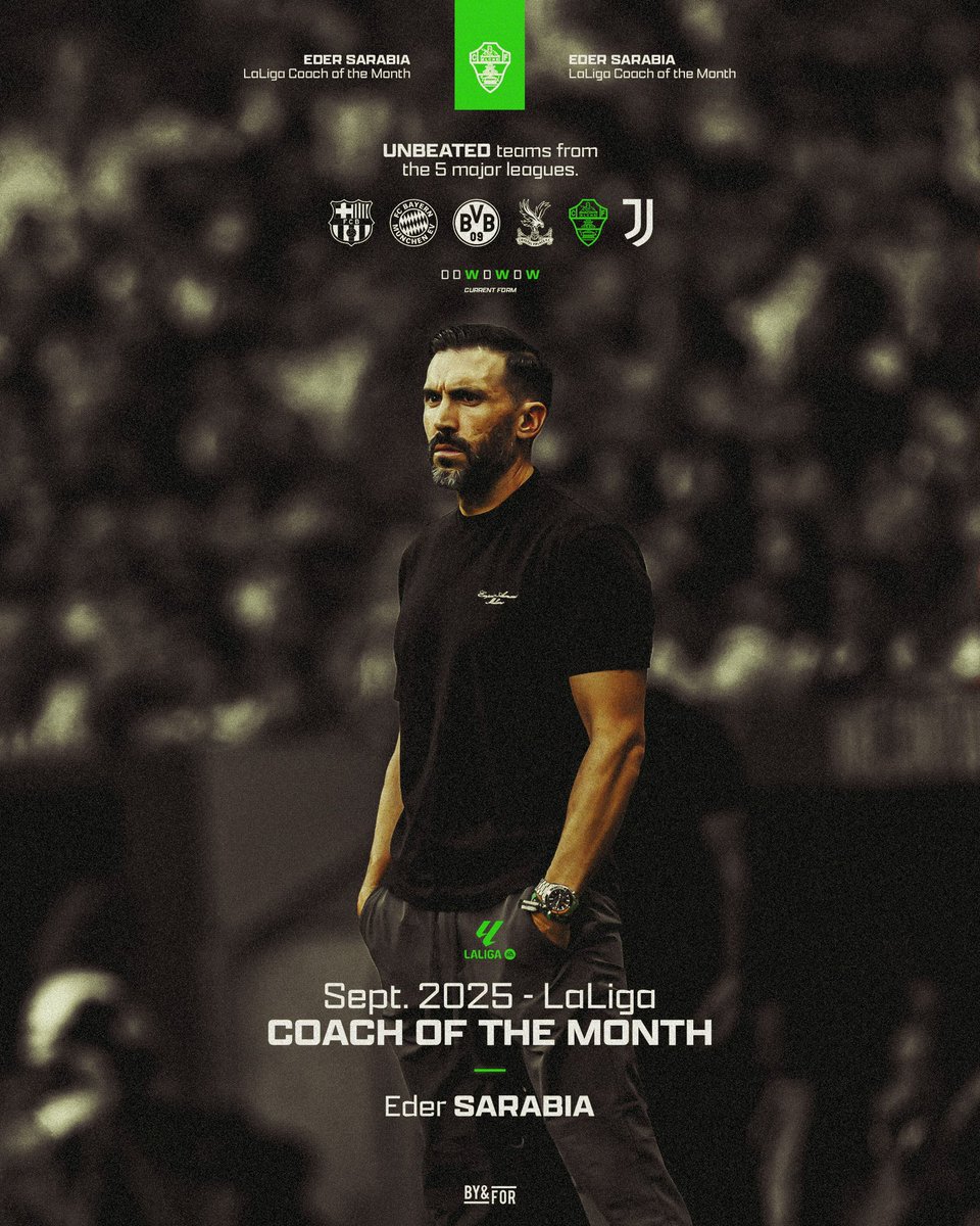 ¡Orgullosos de ti, míster! 🙌

Eder Sarabia es el Mejor Entrenador del Mes en LaLiga. El trabajo y la constancia siempre tienen recompensa.