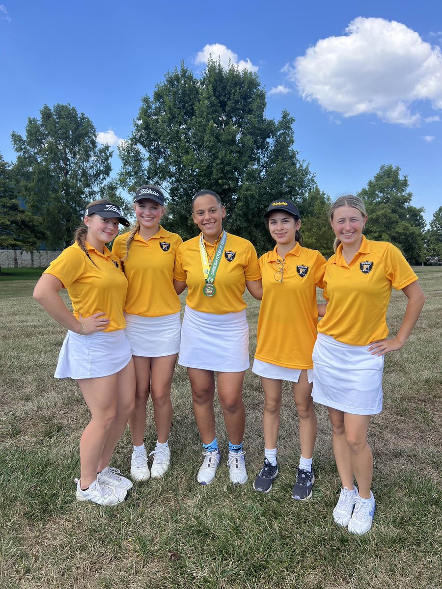 GolfFhn's tweet photo. Congrat to Elaina Keen for medaling in her first tournament today at the Lindbergh JV tournament at Pheasant Run with a score of 86. The team finished with a score of 389. Great job, Knights. https://t.co/OvtG5YyePo