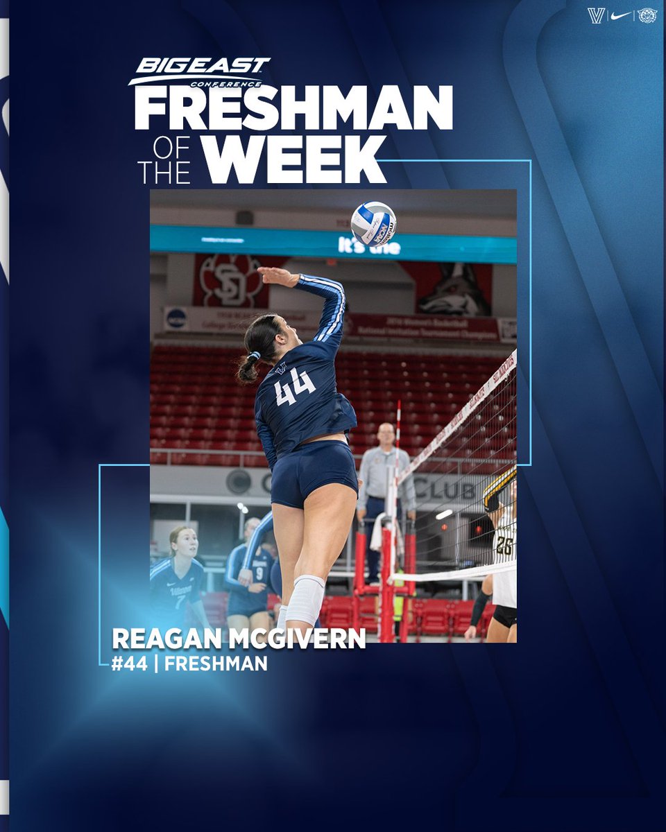 NovaVolleyball's tweet photo. It's the first career conference accolade for Reagan after a dominant weekend at the net!!! 

#GoNova https://t.co/nDedvDgtMw