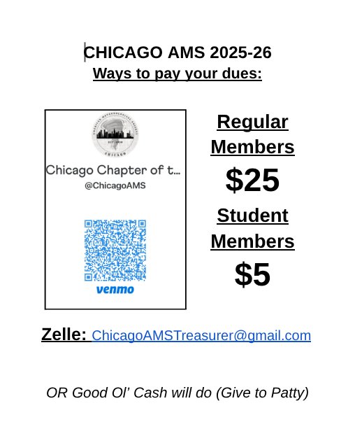 ChicagoAMS's tweet image. Thank you all who came out for our first meeting of the year! We kindly ask that members pay their dues for the year so we can continue to bring top tier presentations and events to the group. Our continued legacy would not be possible without your support, so THANK YOU!!