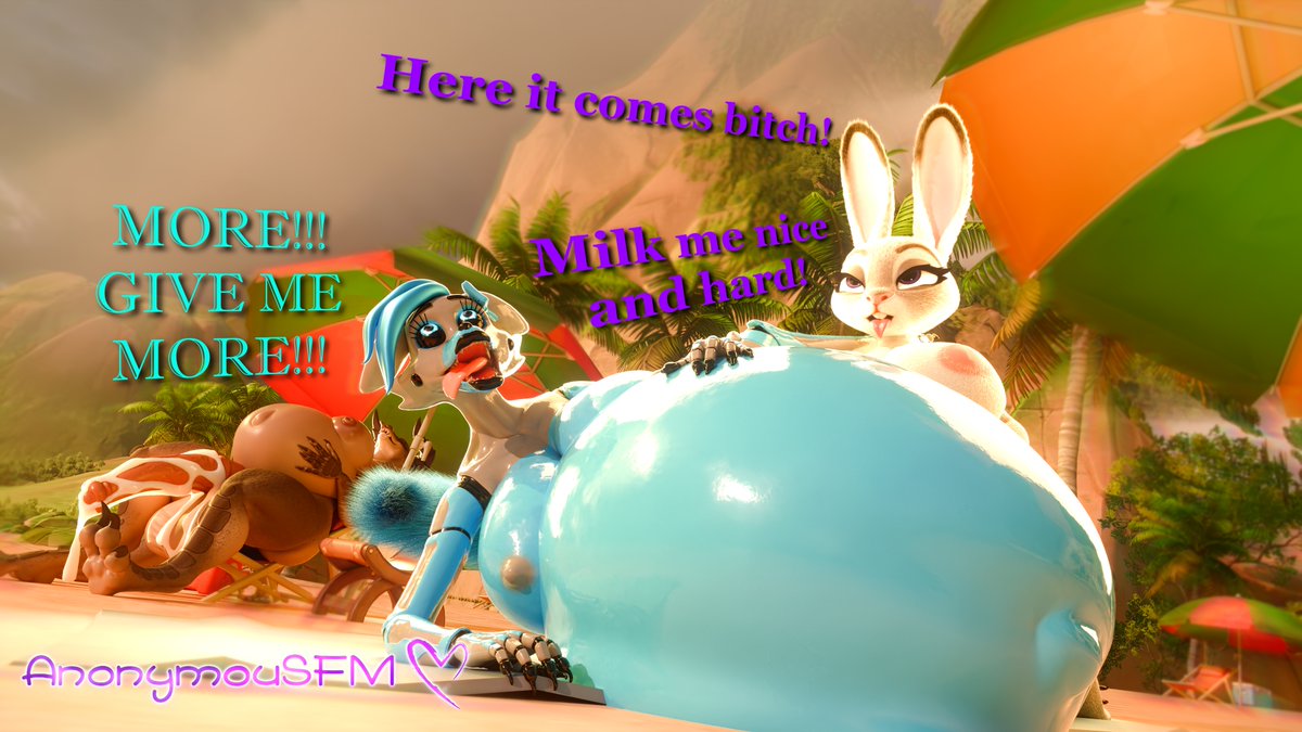SfmAnonymou's tweet photo. Beach Bloating~

C0mm for @VaunDr30250 

Oc belongs to them 
Judy:@scrag_boy
Deathclaw:@VulgarVictor583

#r34 #rule34 #Zootopia #zootopiansfw #Deathclaw #fallout https://t.co/poKwpVGV17