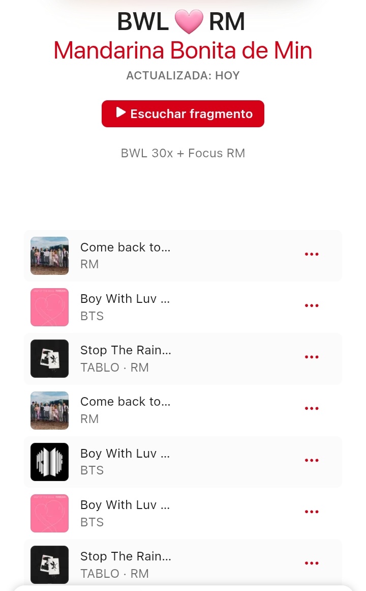 — 🎵 Hilo con playlist nocturnas enfocadas en Boy with Luv en Apple Music.

↓
Grupales + Individuales (se iran agregando cada día)