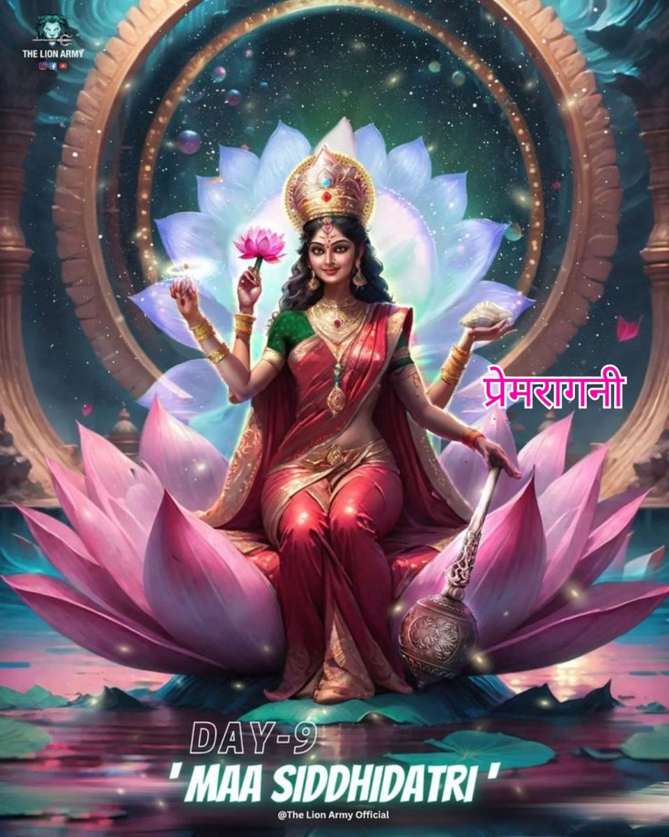 स्वर्णावणाॅ निवाॅणचक्रस्थिता नवम् दुर्गा त्रिनेत्राम्।🌹
शंख, चक्र, गदा, पद्म धरां सिद्धिदात्री भजेम्।🌹

#जय_मां_सिद्धिदात्री 🔱🪷🙏
#जय_जय_गुरुदेव_नमामि 🌹🙏
#शुभ__नवरात्रि 🪅❤️
#महानवमी_की_हार्दिक_शुभकामनाएं ❣️💐
<a href="/premchand_g3519/">Prem chand GUPTA</a> 😊
