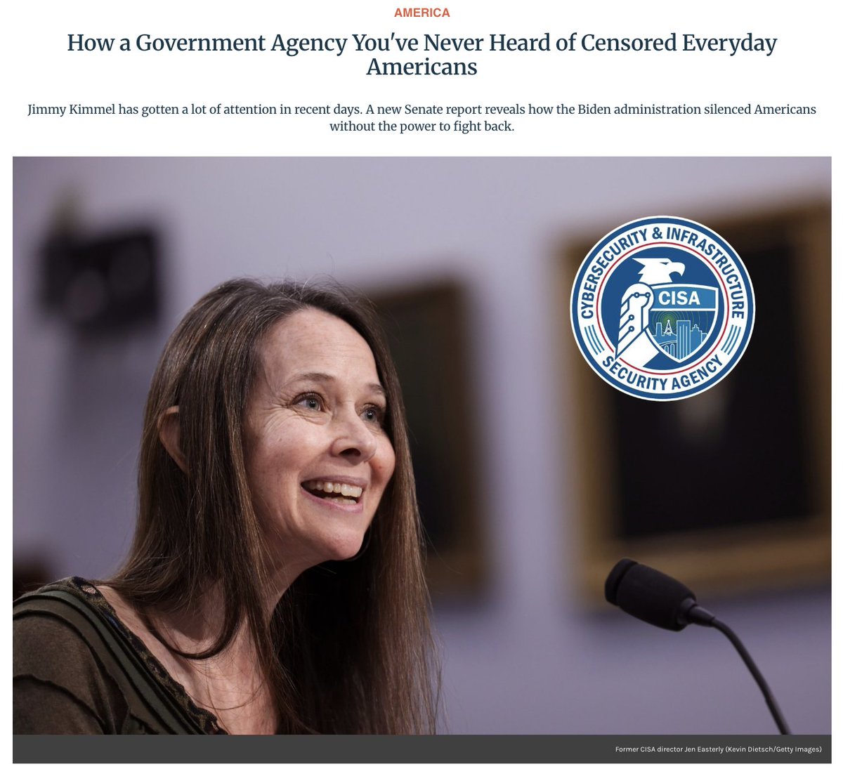NEW: Jimmy Kimmel has gotten a lot of attention in recent days, but he's far from the only victim of government jawboning. 

Meet the Cybersecurity and Infrastructure Security Agency (CISA), which routinely censored Americans  accused of spreading "misinformation."🧵