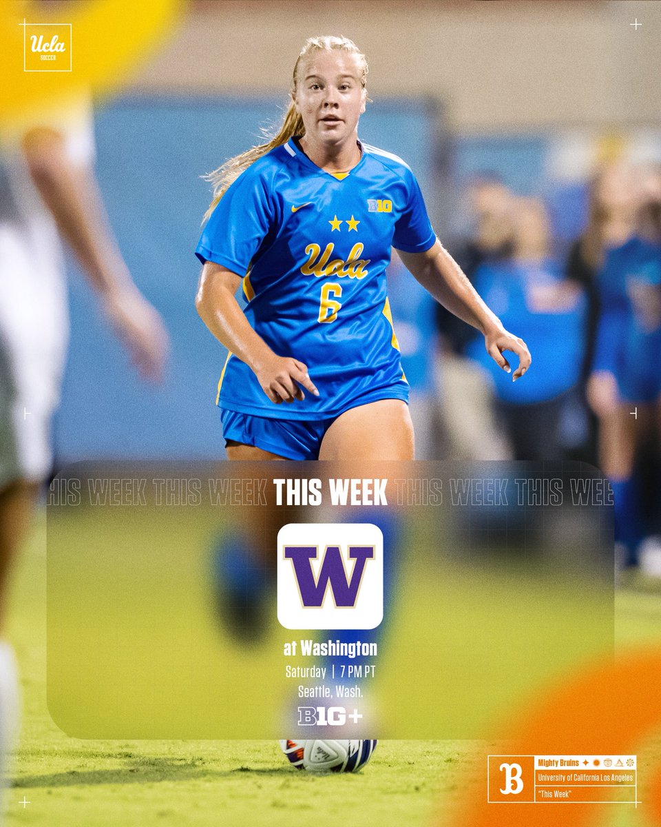UCLA Women's Soccer (@uclawsoccer) on Twitter photo 𝗧𝗵𝗶𝘀 𝗪𝗲𝗲𝗸
The <a href="/bigten/">Big Ten Conference</a>-leading Bruins will head to Seattle for a battle with second-place Washington on Saturday.
#GoBruins 𝗧𝗵𝗶𝘀 𝗪𝗲𝗲𝗸
The <a href="/bigten/">Big Ten Conference</a>-leading Bruins will head to Seattle for a battle with second-place Washington on Saturday.
#GoBruins
