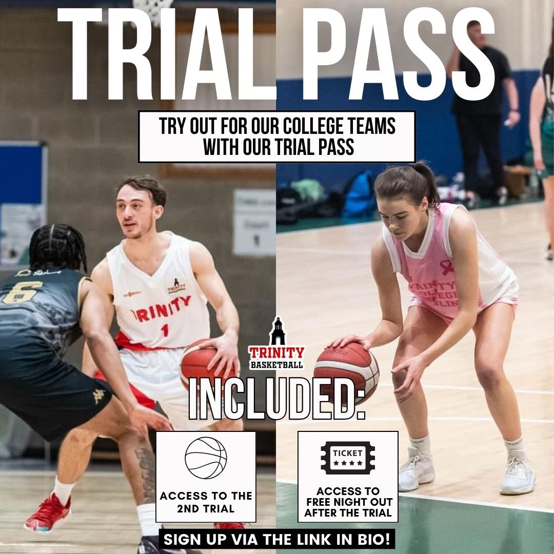 *TIME CHANGE* ⏰🚨

An update with our trial times for this Wednesday! 

Our Men’s trials will take place from 6-7pm while our Women’s trials will take place from 7-8pm!

Get the trial pass via the link below! 🔗 trinitybasketball.clubforce.com/products/membe…