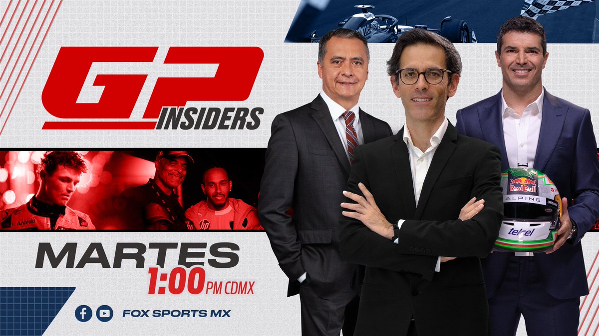 ¡MARTES DE GP INSIDERS! 🔥🏎  

Acompaña a <a href="/diegofmejia/">Diego Mejia</a>, <a href="/chacho_lml/">Luis Manuel López</a> 
y <a href="/memorojas15/">Memo Rojas</a> del FOX Sports Racing Team con el análisis de la #F1xFSMX     

¡Conéctate al live de Facebook y Youtube MAÑANA 1:00PM MEX!     

➡ facebook.com/foxsportsmx 

➡ youtube.com/@FoxSportsMX