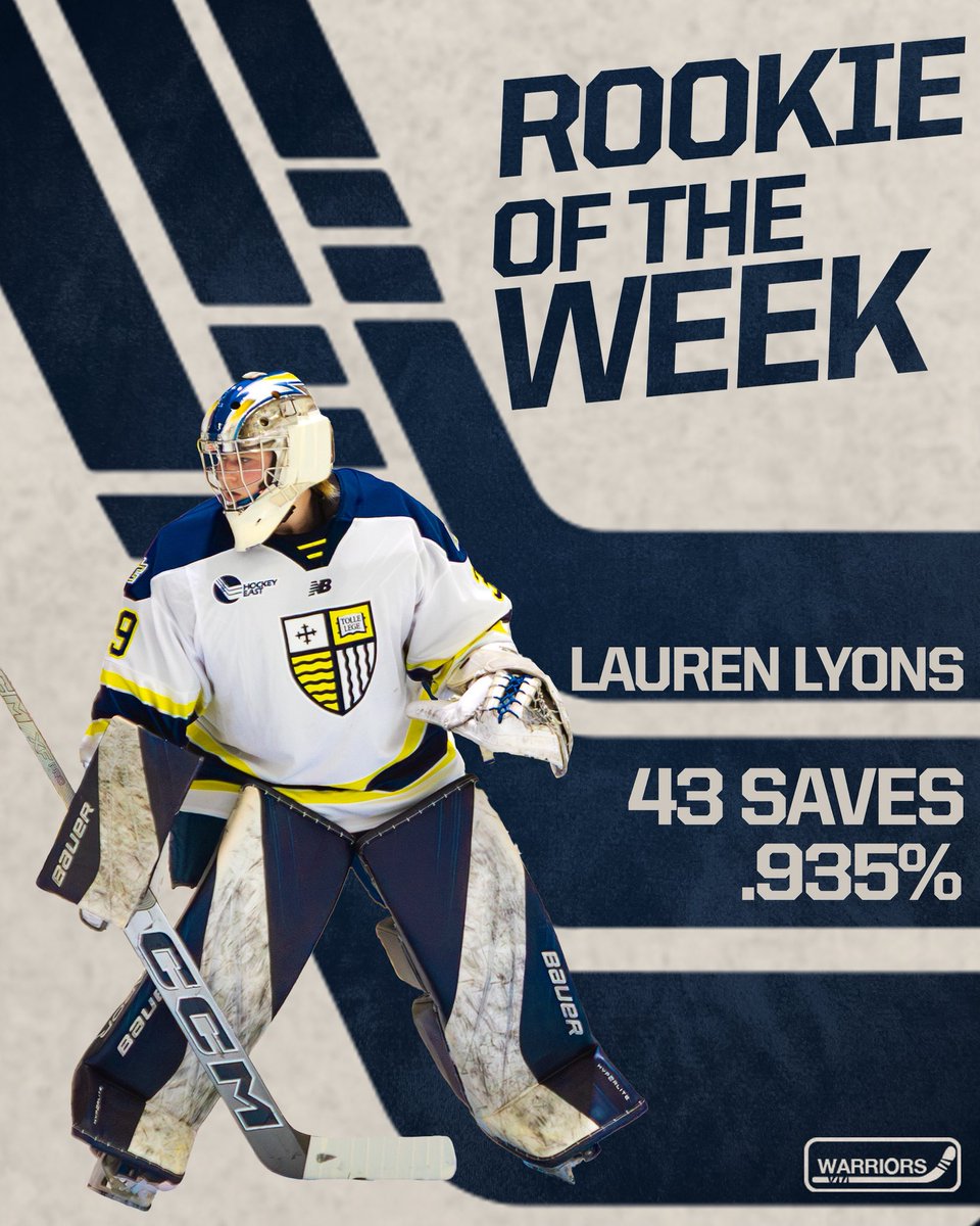 43 saves later Lauren Lyons is the Hockey East Rookie of the Week!

#GoMack x #TheWarriorWay