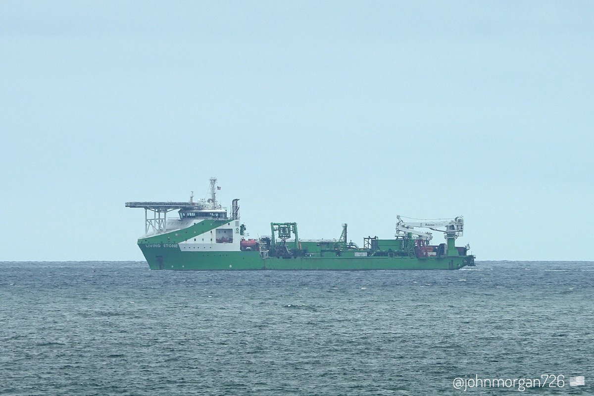johnmorgan726's tweet image. The LIVING STONE, IMO:9776925 en route to Norfolk, Virginia, flying the flag of the Netherlands 🇳🇱. She is part of the @DominionEnergy Coastal Virginia Offshore Wind (#CVOW) farm construction fleet. #ShipsInPics #CableLayer #LivingStone