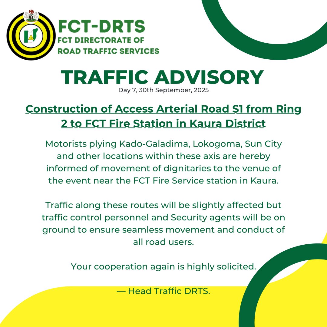 FCT Directorate of Road Traffic Services (FCT VIO) tweet media