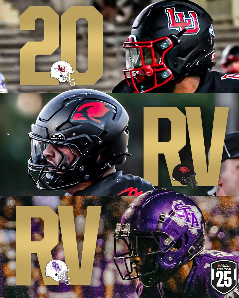 Here are the Week 5️⃣ National Rankings!

AFCA
2️⃣0️⃣ <a href="/UIWFootball/">UIW Football</a> 👌
2️⃣5️⃣ <a href="/LamarFootball/">Lamar University Football</a> 🔴
RV <a href="/LionUpFootball/">Southeastern Football</a> 🦁
RV <a href="/SFA_Football/">Lumberjack Football</a> 🪓

STATS Perform
2️⃣0️⃣ <a href="/LamarFootball/">Lamar University Football</a> 🔴
RV <a href="/UIWFootball/">UIW Football</a> 👌
RV <a href="/SFA_Football/">Lumberjack Football</a> 🪓