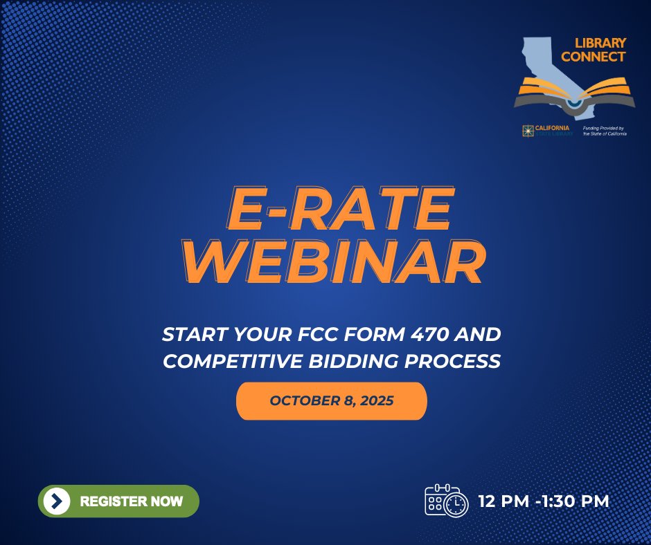 Join us on Oct. 8th!
In this session, we will comprehensively review not only E-Rate program requirements, but also how they interact with California state bidding requirements.
👉 icoe.zoom.us/webinar/regist…

#erate #CLC #broadband #CALibraries