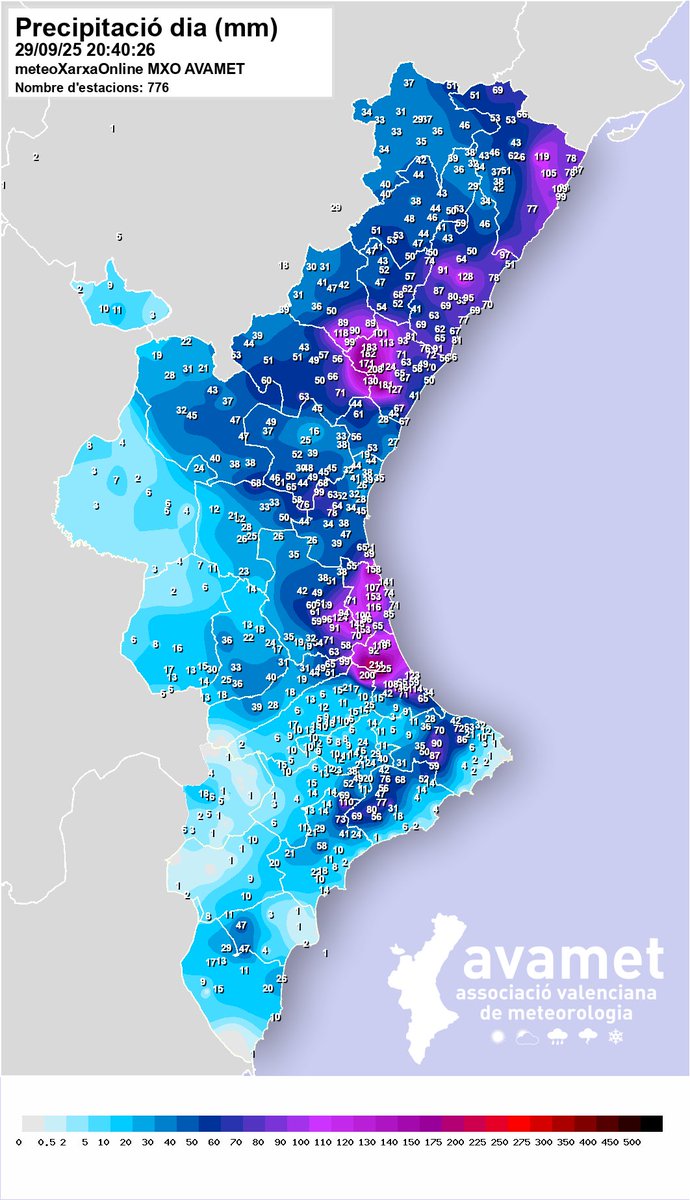 Valencia_WX's tweet photo. Lluvias acumuladas hasta ahora. Como vemos, precipitaciones totalmente irregulares pero que han dejado acumulados muy abundantes. 

Fuente https://t.co/OELjziJepD. https://t.co/82lNFONWbH