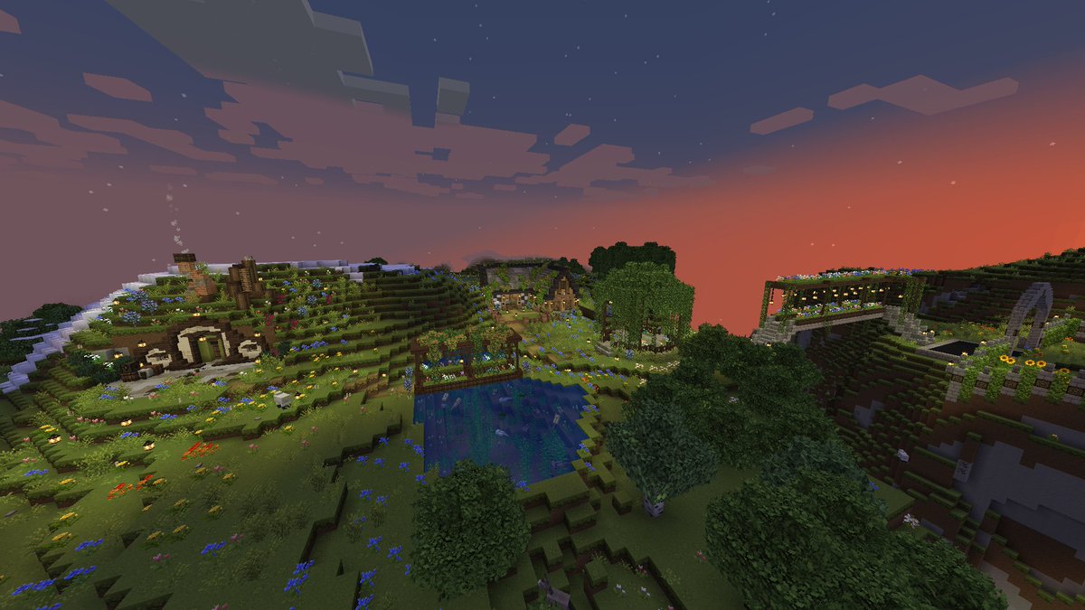 LumaApotheca's tweet photo. i wanna make another lil whimsical village in minecraft bc like come onnnn look how cuuuute this was!! and imagine it all pink and cherry blossomy https://t.co/2aMb4YqiBE