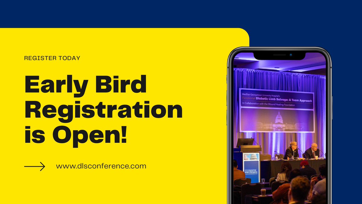 DLSConference's tweet image. We are thrilled to announce that registration for the Functional Diabetic Limb Salvage (DLS) 2026 conference in collaboration with the Wound Healing Foundation is officially open!
Register now to save $100 with Early Bird Pricing!
Visit dlsconference.com