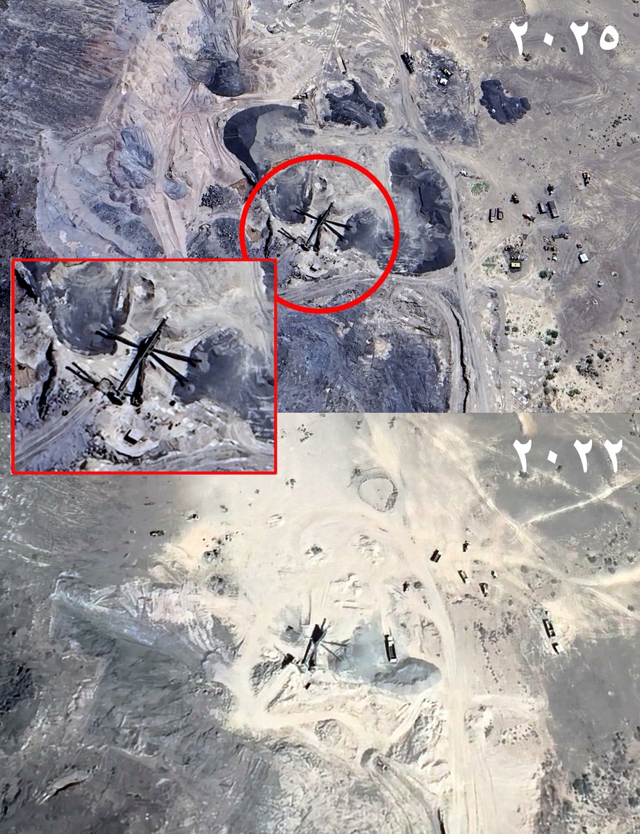 الذهب وصل .. !!!

نبارك للعميد طارق عفاش ،، ولكن هل يتم توريد ما يتم تنقبه إلى خزينة الدولة !!!؟

أظهرت صور للأقمار الصناعية حفار عملاق وعمليات تنقيب عن المعادن في منطقة المشلحه في المخا، وهي معقل تواجد قوات العميد طارق عفاش.

أثار الحفر بين العام 2022 والعام 2025 وضاحة، ومستمرة،