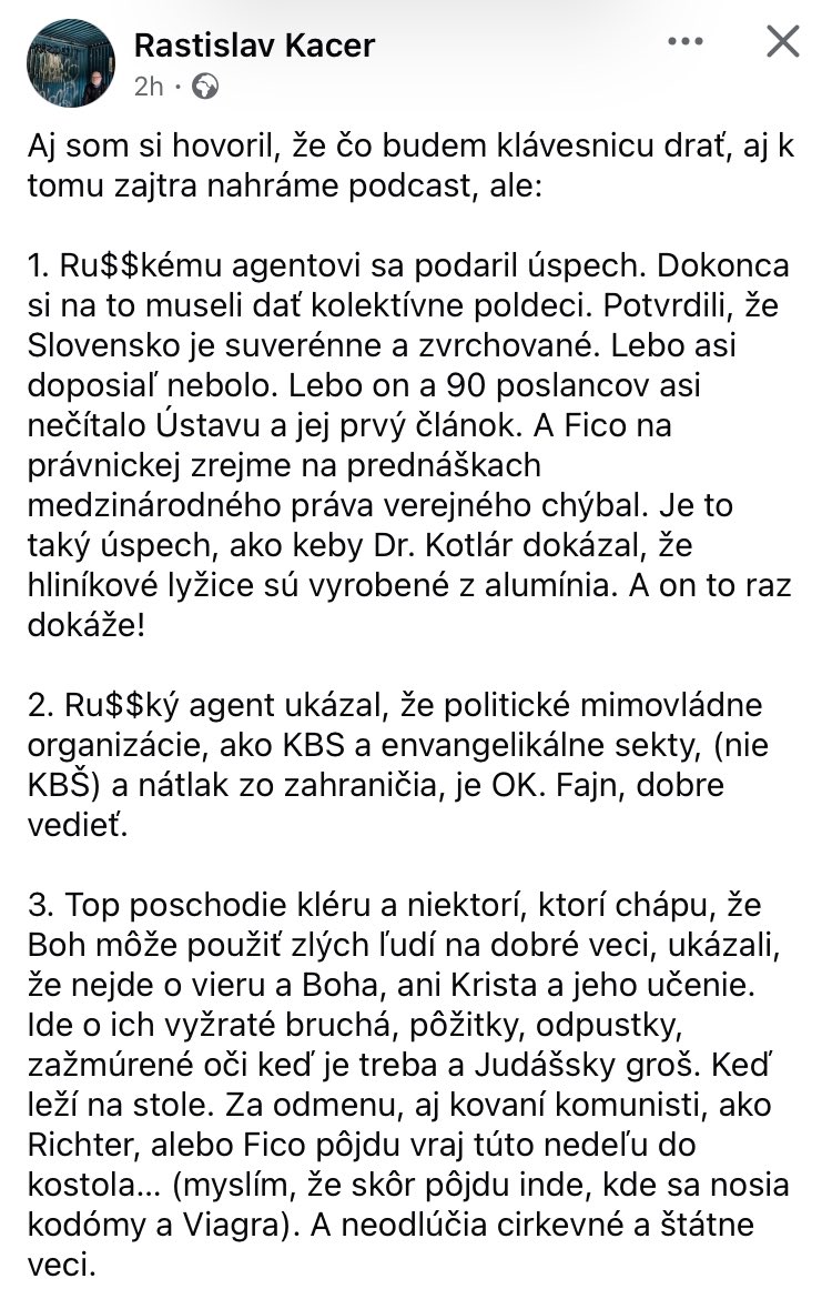 luciahudackova's tweet photo. Rastislav Kacer dobre zhrnul - ku KDH aj OLANO - a kladie spravne otazky. Mali by sme si ich klast vsetci 👇 https://t.co/6WXxTlUcLG