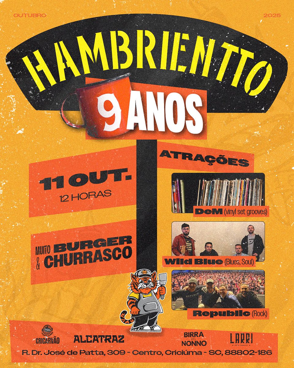 9 ANOS! Dia 11/10 iremos comemorar nosso aniversário aqui em casa num diazão como vocês gostam. Além de muito burger e churrasco, chope e trago, vai ter muita música boa pra embalar nosso sabadão! 

Anota na agenda, chega cedo e vem passar o dia com a gente!