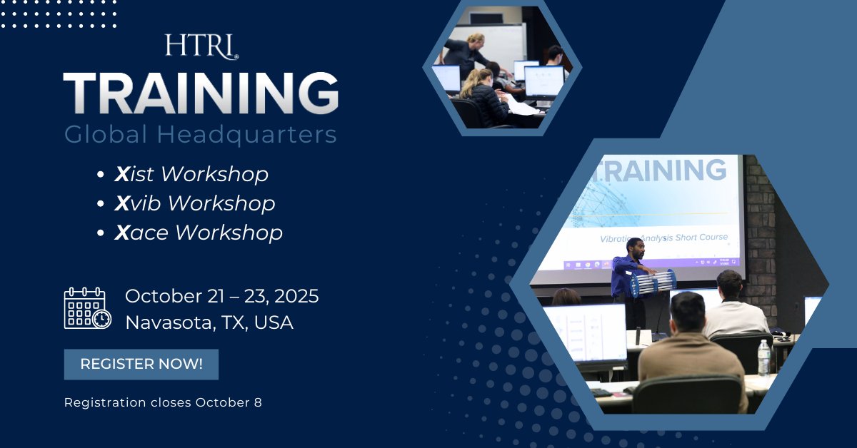 HeatTransfer's tweet photo. Get hands-on with Xchanger Suite® 9.3! Join us at HTRI Global Headquarters in Texas for technical training. Explore advanced simulation features, refine your design expertise, and engage with fellow heat transfer professionals. https://t.co/hzlqSzV8l5
#HTRItraining #HTRI https://t.co/MJVzLfuiZc