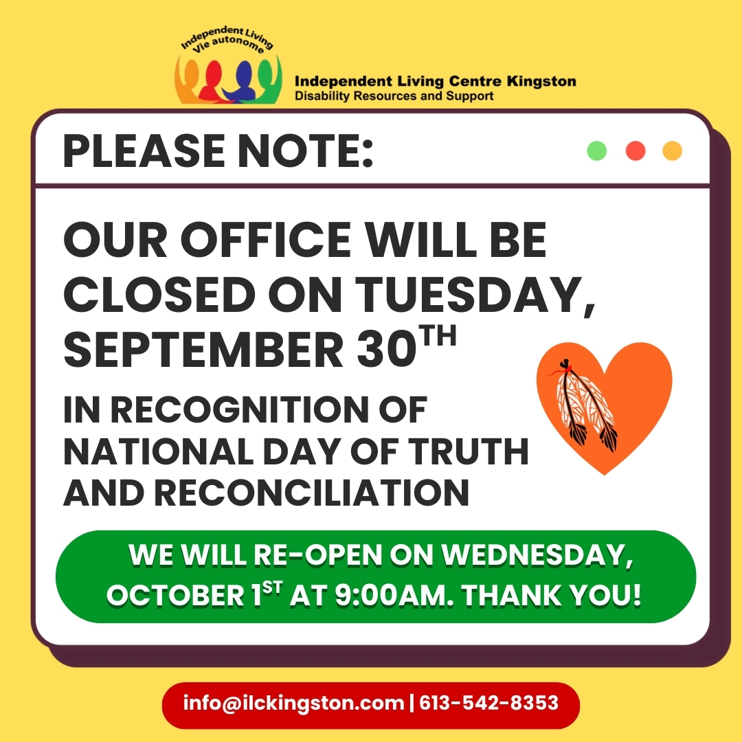 Please note the change in our office hours as we recognize National Day of Truth and Reconciliation.